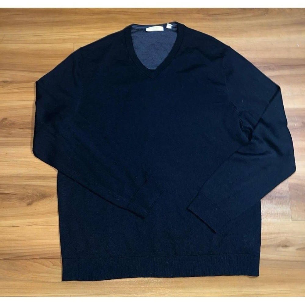 Mens Calvin Klein 100% Merino Wool V-Neck Lightweight Pullover Sweater